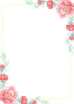 watercolor red peony with round golden wreath frame png