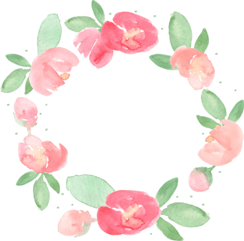 watercolor red peony with round golden wreath frame png
