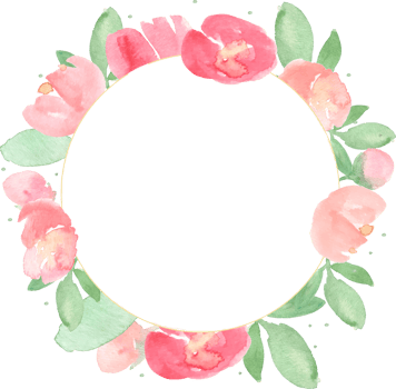 watercolor red peony with round golden wreath frame png