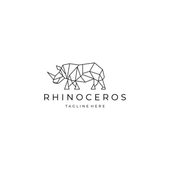 Rhinoceros geometric polygonal logo vector icon design template