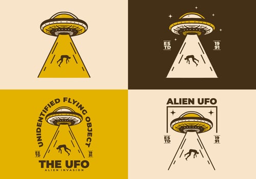Vintage art illustration of a ufo suck a human vector