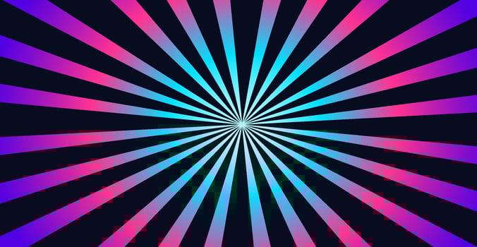 Psychedelic abstract background. Optical illusion. Hypnotic Pattern of neon rays emanating from the center. vector