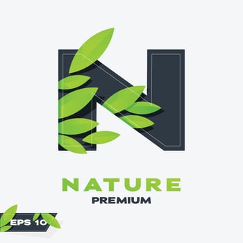 Alphabet N Nature Leaves Logo vector