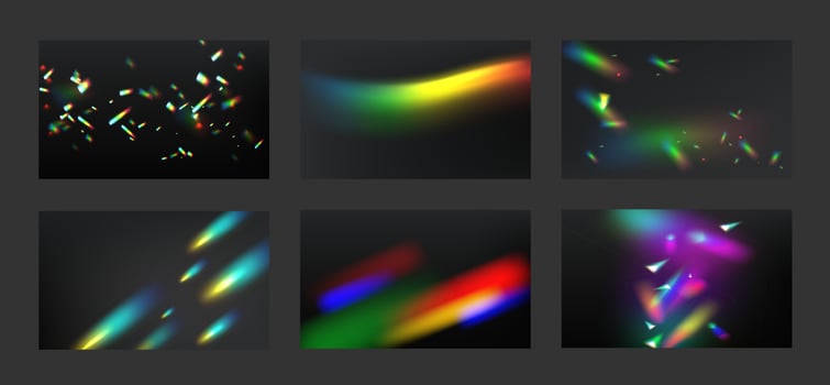 Rainbow crystal lights collection of backgrounds vector