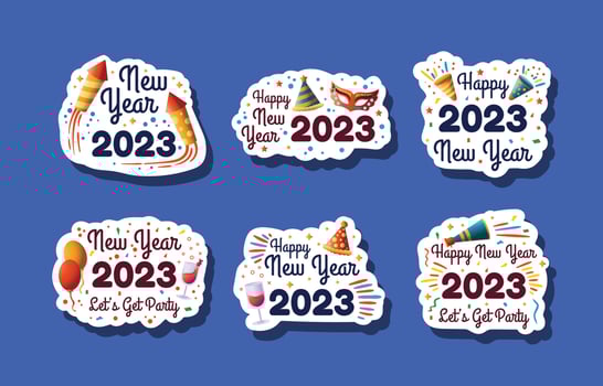 Happy New Year Sticker vector