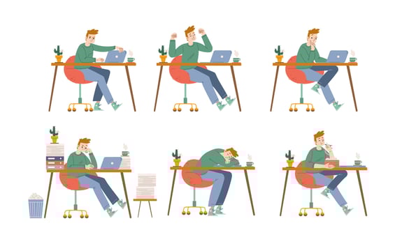 Freelancer character work on laptop vector