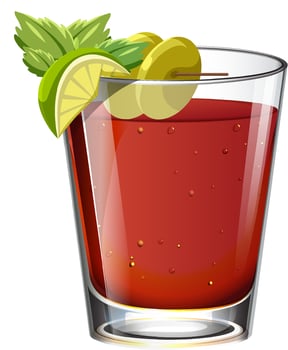 Glass of bloody mary cocktail isolated vector