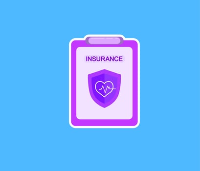 insurance policy contract clipboard flat sticker vector