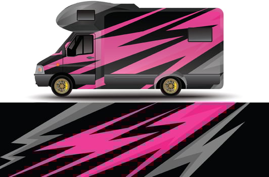 gravis corporate identity camping vehicle branding sticker design side view vector