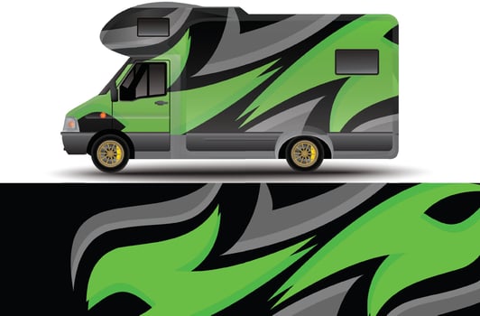 gravis corporate identity camping vehicle branding sticker design side view vector