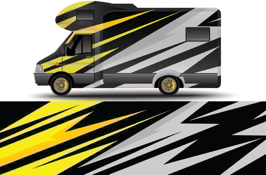 gravis corporate identity camping vehicle branding sticker design side view vector
