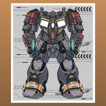 Mecha robot freepik builded by head arm body leg weapon illustration premium vector