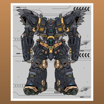 Mobile fight gundam 3d virtual mecha robot builded by head arm body leg weapon illustration vector