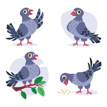Cartoon Drawing Of Cute Pigeons vector