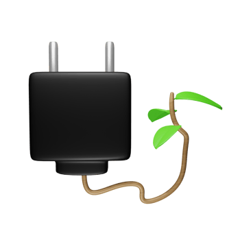 The Power Plug with 3d Leaf  Illustration, is perfect to use as an additional element in your designs, templates, banners and poster designs png