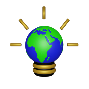 3D illustration of planet earth inside an energy saving lamp, perfect to use as an additional element in your designs, templates, banners and poster designs png
