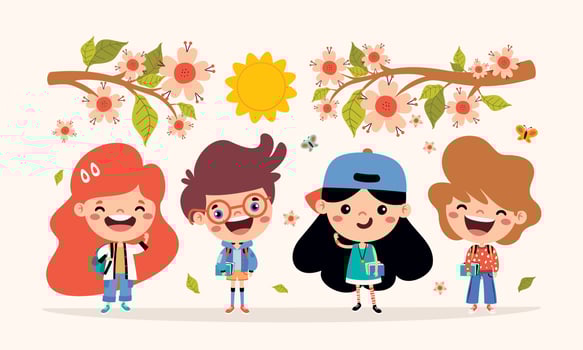 Cartoon Drawing Of Little Students vector