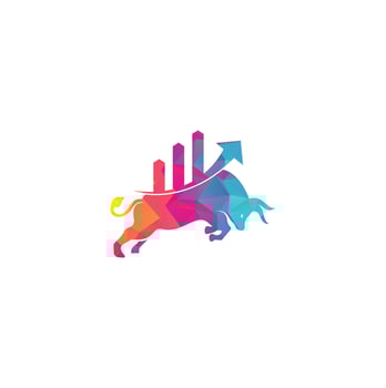 Financial bull logo design. Trade Bull Chart, finance logo. Economy finance chart bar business productivity logo icon. vector