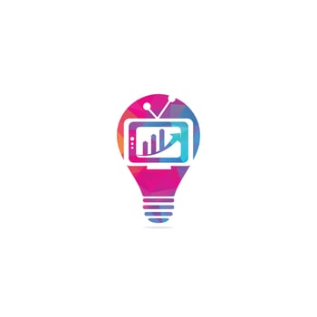 Finance TV bulb shape concept Logo Design Template. Tv chart logo Design Vector illustration. Graph and tv logo combination.