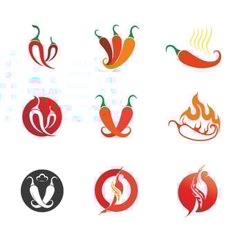 chili and hot icon food season design logo vector