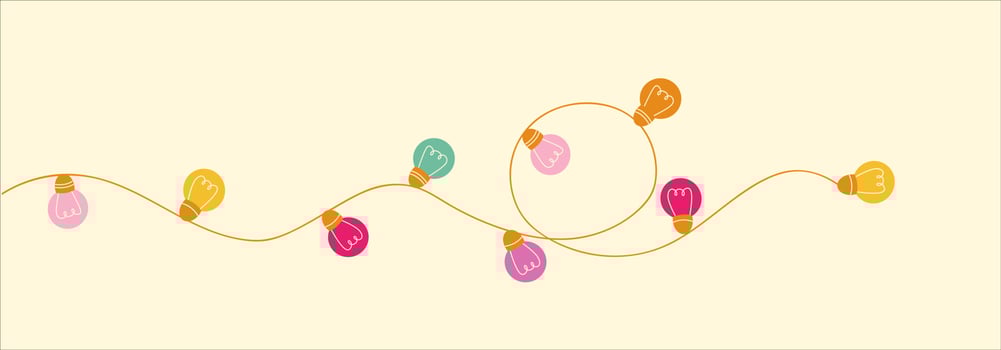 Holiday design illustration with colorful garlands of light bulbs. Holiday concept with colored lanterns. Festive banner for christmas, party, birthday. Vector background.