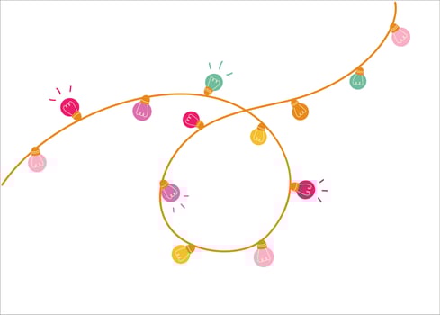 Holiday design illustration with colorful garlands of light bulbs. Holiday concept with colored lanterns. Festive element for christmas, party, birthday. Vector background.
