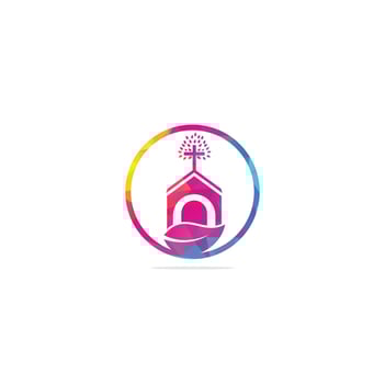 Church building logo design. Template logo for churches and Christian. Cross church building logo. vector