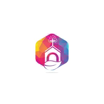 Church building logo design. Template logo for churches and Christian. Cross church building logo. vector