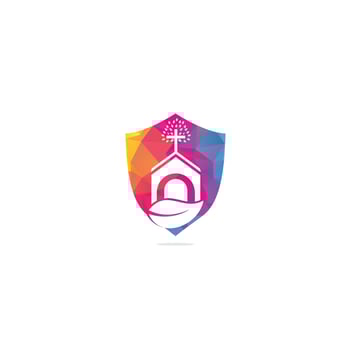 Church building logo design. Template logo for churches and Christian. Cross church building logo. vector