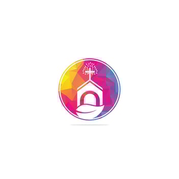 Church building logo design. Template logo for churches and Christian. Cross church building logo. vector