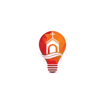 Church building bulb shape concept logo design. Template logo for churches and Christian. Cross church building logo. vector