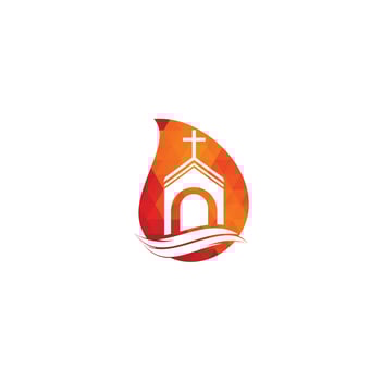 Church building drop shape concept logo design. Template logo for churches and Christian. Cross church building logo. vector