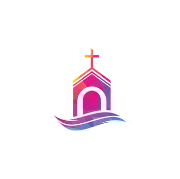 Church building logo design. Template logo for churches and Christian. Cross church building logo. vector