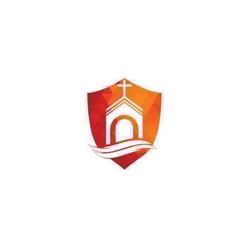 Church building logo design. Template logo for churches and Christian. Cross church building logo. vector