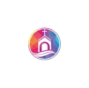 Church building logo design. Template logo for churches and Christian. Cross church building logo. vector