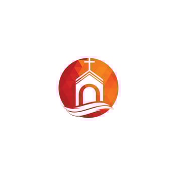 Church building logo design. Template logo for churches and Christian. Cross church building logo. vector