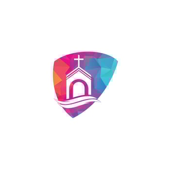 Church building logo design. Template logo for churches and Christian. Cross church building logo. vector