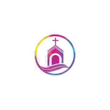 Church building logo design. Template logo for churches and Christian. Cross church building logo. vector