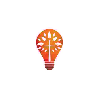 Church bulb shape concept logo. Christian church cross praying tree logo. Christian Sword Church Cross logo design vector