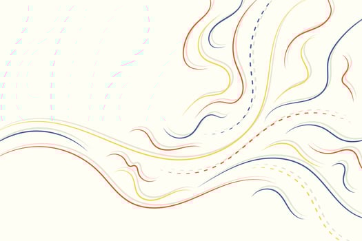 Abstract colorful flat and dotted wavy lines backdrop. Minimalist smooth line waves background composition template to create poster, flyer, cards and presentation vector