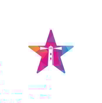 Lighthouse star shape concept vector logo design. Lighthouse icon logo design vector template illustration.