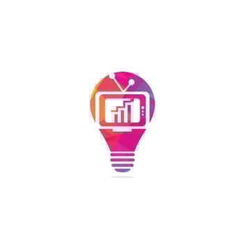 Finance TV bulb shape concept Logo Design Template. Tv chart logo Design Vector illustration. Graph and tv logo combination.