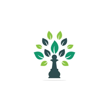 Chess tree logo design nature green strategy. Green tree vector logo design.