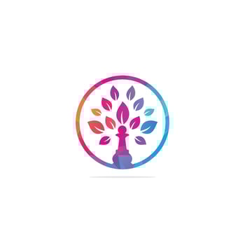 Chess tree logo design nature green strategy. Green tree vector logo design.