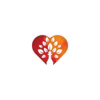 Chess tree heart shape concept logo design. Green tree vector logo design. Tree logo