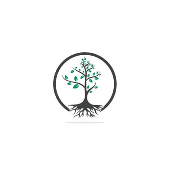 Tree Roots vector logo design. Vector tree with roots logo element.