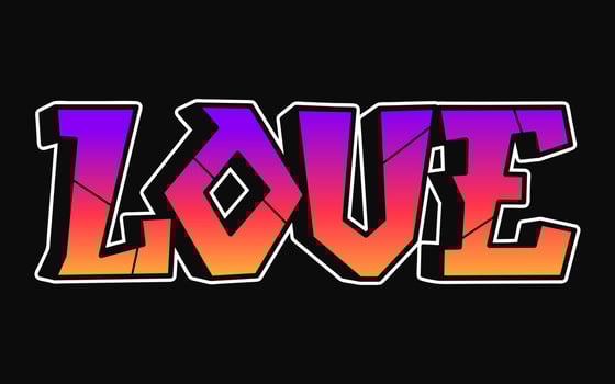 Love word trippy psychedelic graffiti style letters.Vector hand drawn doodle cartoon logo love illustration. Funny cool trippy letters, fashion, graffiti style print for t-shirt, poster concept vector