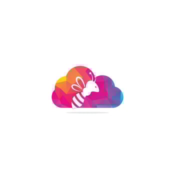 Bee Logo design Concept for honey package design. Bee cloud shape concept Logo Template vector design.