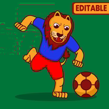 lion vector illustration, lion playing football,