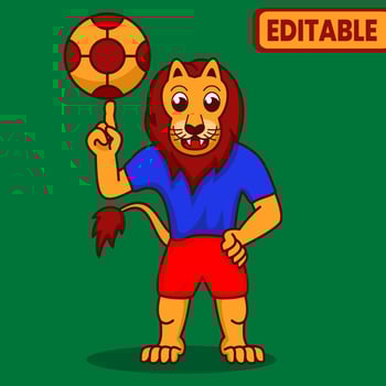 lion vector illustration, lion playing football,